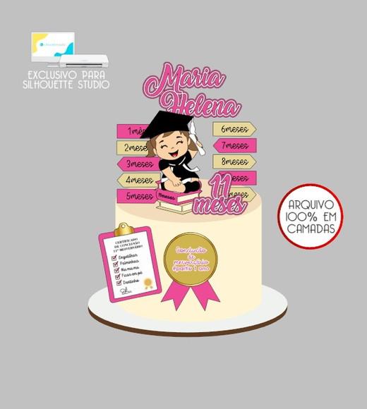 2374 - Arquivo Topo de Bolo Formatura Mesversario Menina