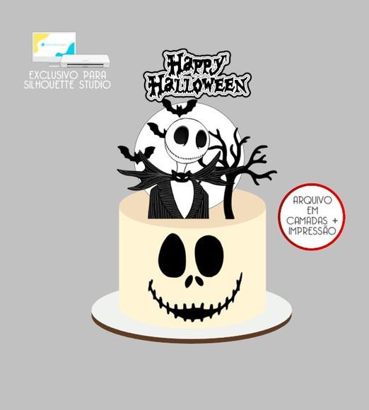 2385 - Arquivo Topo de Bolo Jack Skellington Halloween