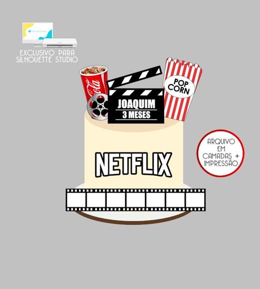 2386 - Arquivo Topo de Bolo Netflix Cinema Pipoca