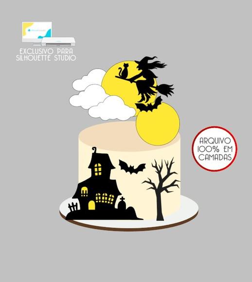2380 - Arquivo Topo de Bolo Halloween Bruxa