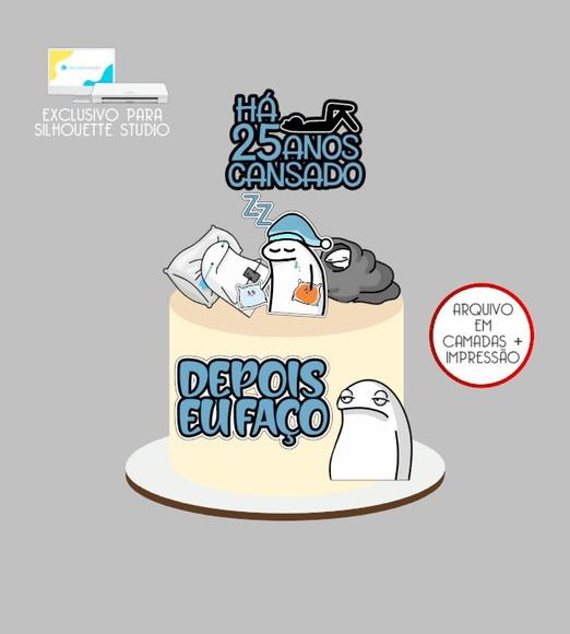 2388 - Arquivo Topo de Bolo Bento Flork Cansado