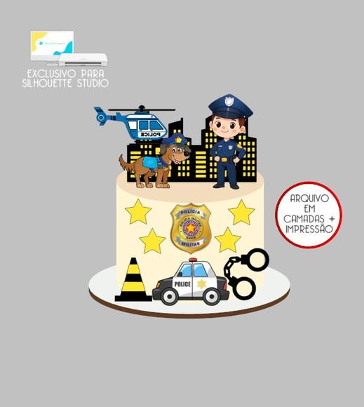 2390 - Arquivo Topo de Bolo Policial Polícia Menino