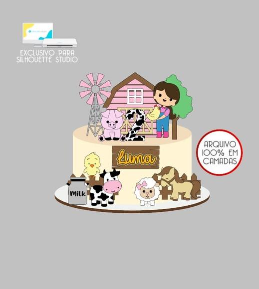 2398 - Arquivo Topo de Bolo Fazendinha Menina