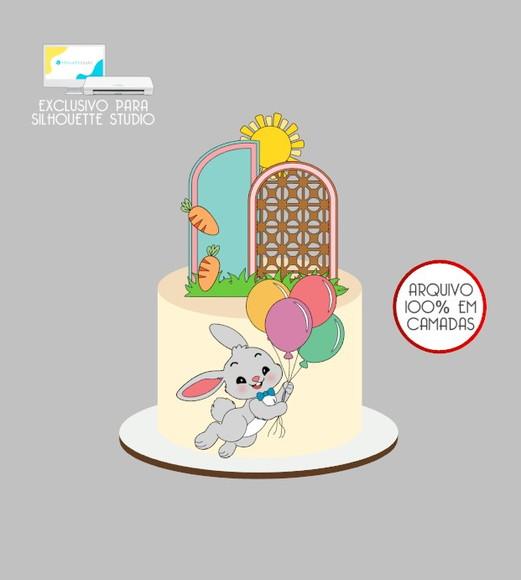 2416 - Arquivo Topo de Bolo Coelho da Páscoa