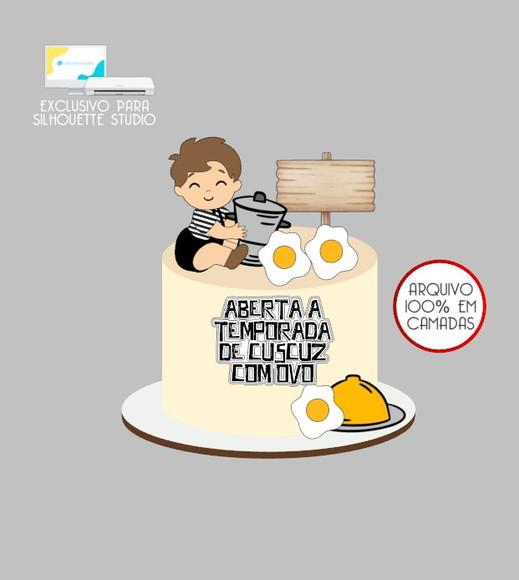 2431 - Arquivo Topo de Bolo Cuscuz com Ovo Menino Baby