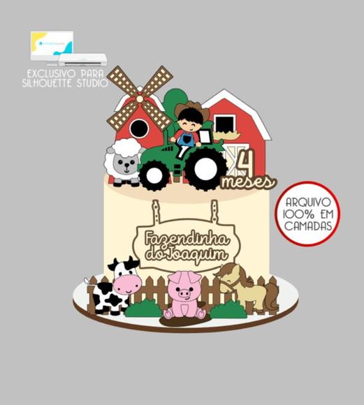 2450 - Arquivo Topo de Bolo Fazendinha Menino