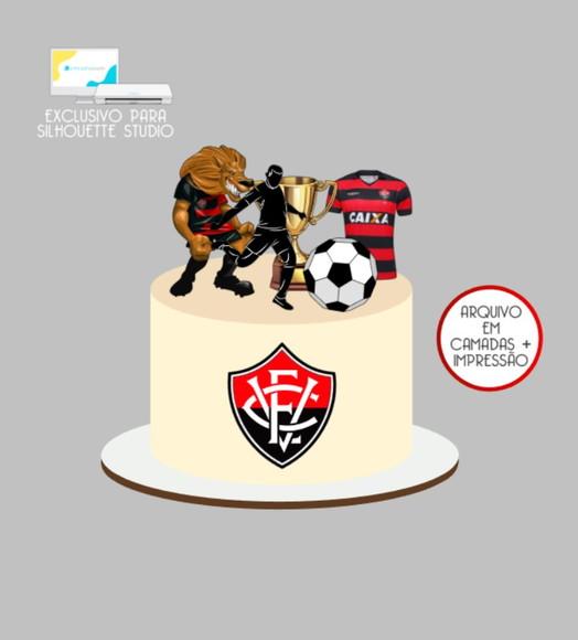 2461 - Arquivo Topo de Bolo Futebol Vitória Bola 3d