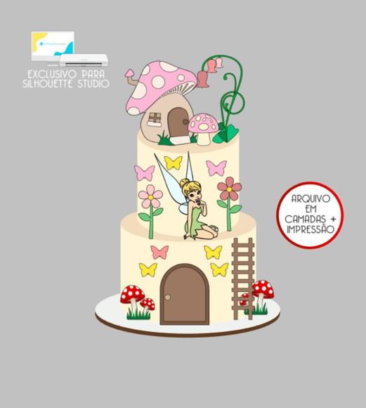 2458 - Arquivo Topo de Bolo Tinker Bell Sininho