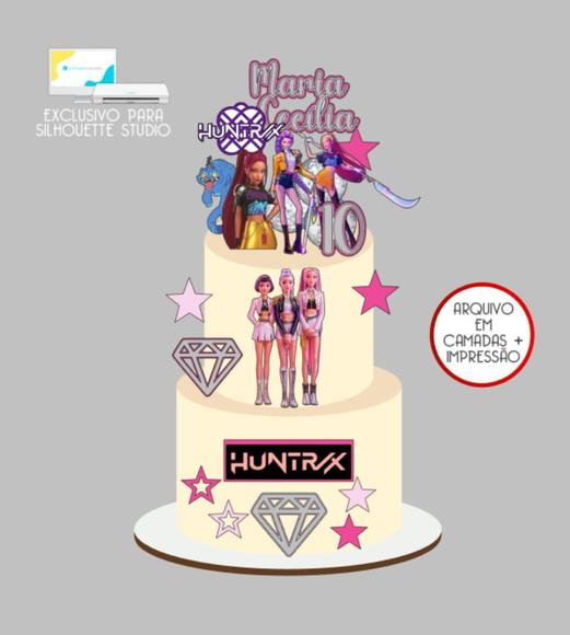 2482 - Arquivo Topo de Bolo Guerreiras do Kpop Demon Hunters