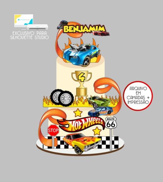 2491 - Arquivo Topo de Bolo Hotwheels