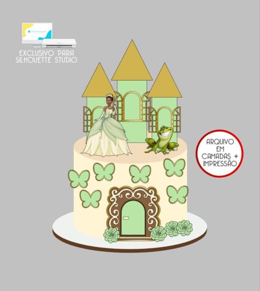 2485 - Arquivo Topo de Bolo Princesa Tiana Castelos 3d