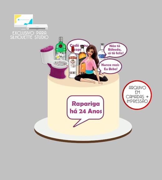2507 - Arquivo Topo de Bolo Barbie Bêbada