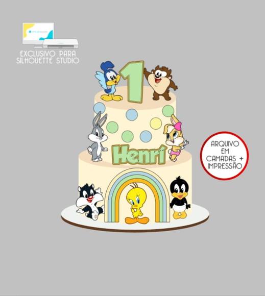 2512 - Arquivo Topo de Bolo Looney Tunes