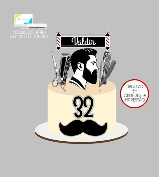 2535 - Arquivo Topo de Bolo Barbeiro Barbearia