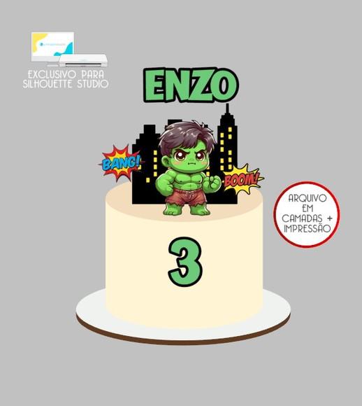 2534 - Arquivo Topo de Bolo Hulk Baby