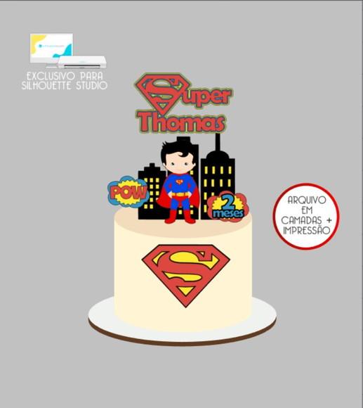 2546 - Arquivo Topo de Bolo Superman Baby