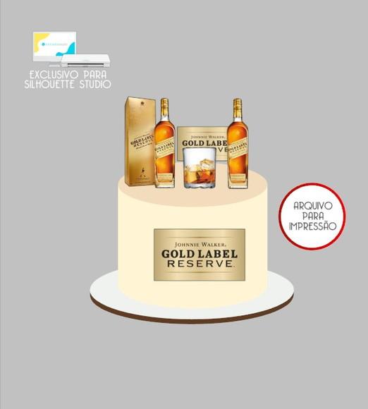 2573 - Arquivo Topo de Bolo Whisky Gold Label