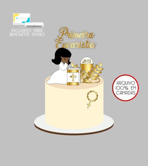 2579 - Arquivo Topo de Bolo Primeira Eucaristia Menina