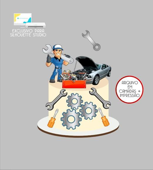 2581 - Arquivo Topo de Bolo Mecânico Carro