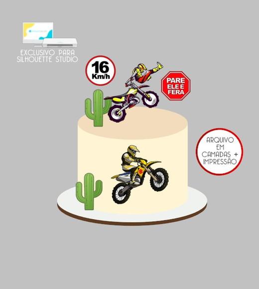 2589 - Arquivo Topo de Bolo Moto Motocross