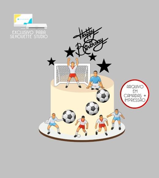 2602 - Arquivo Topo de Bolo Futebol Trave 3d
