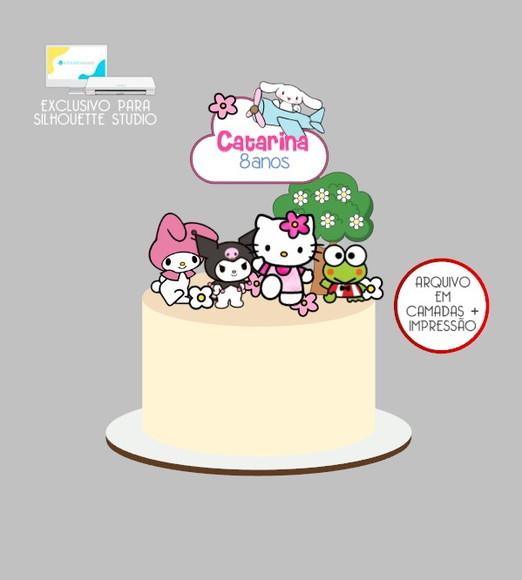2607 - Arquivo Topo de Bolo Hello Kitty e Amigos