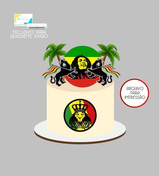 2623 - Arquivo Topo de Bolo Reggae Bob Marley