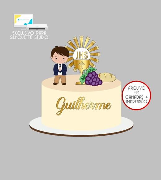 2647 - Arquivo Topo de Bolo Primeira Eucaristia Menino