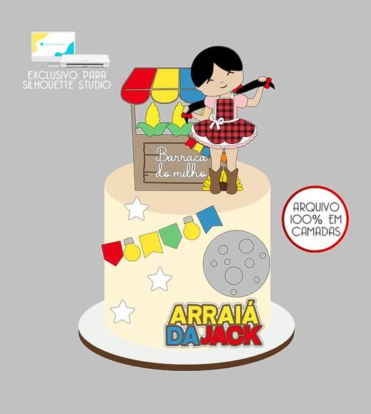 267 - Arquivo Topo de Bolo Junino Arraiá Menina