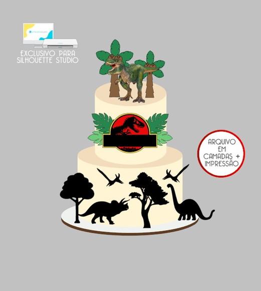 2684 - Arquivo Topo de Bolo Dinossauro Jurassic Park