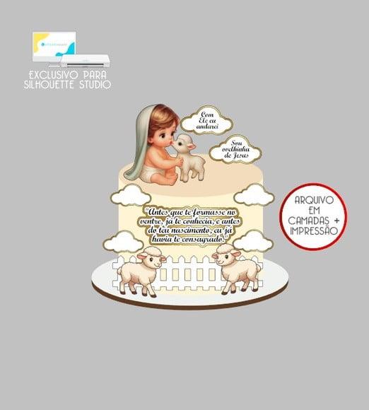 2689 - Arquivo Topo de Bolo Ovelhinha de Jesus