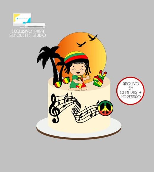 2701 - Arquivo Topo de Bolo Reggae Menina Baby
