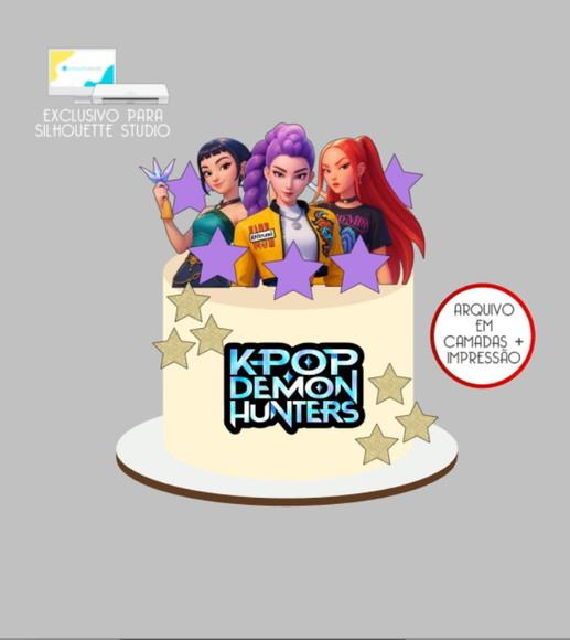 2709 - Arquivo Topo de Bolo Guerreiras do Kpop Demon Hunters