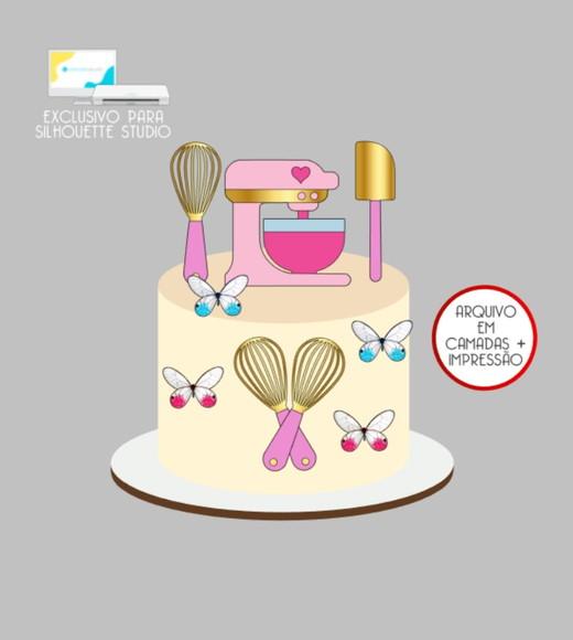 2708 - Arquivo Topo de Bolo Batedeira Confeitaria