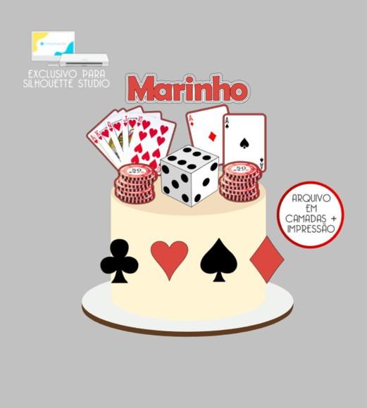 2710 - Arquivo Topo de Bolo Cartas Baralho
