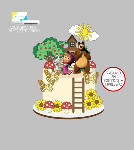 2720 - Arquivo Topo de Bolo Masha e o Urso