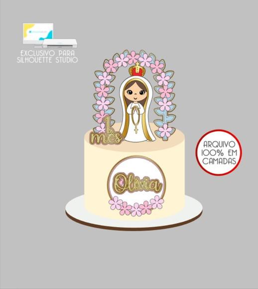 2717 - Arquivo Topo de Bolo Nossa Senhora de Fátima