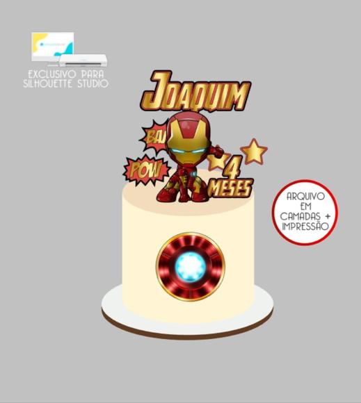 2718 - Arquivo Topo de Bolo Homem de Ferro Baby