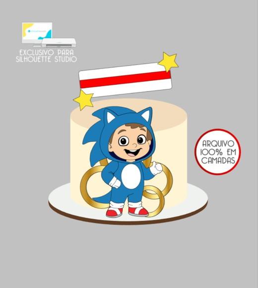 2727 - Arquivo Topo de Bolo Sonic Menino