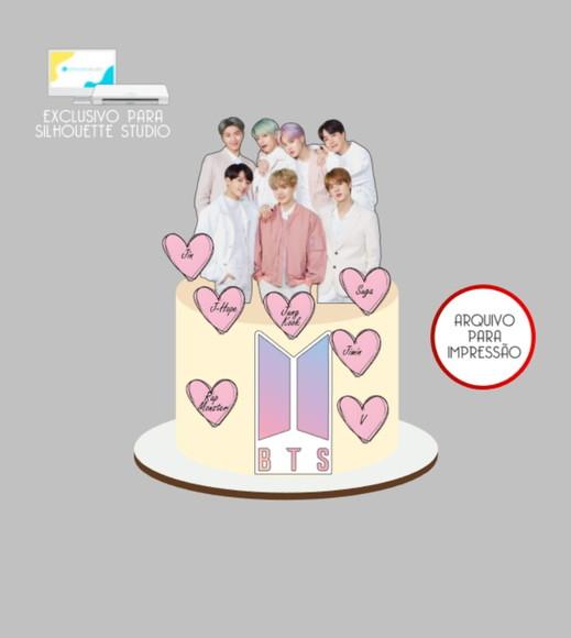 2721 - Arquivo Topo de Bolo Bts Kpop