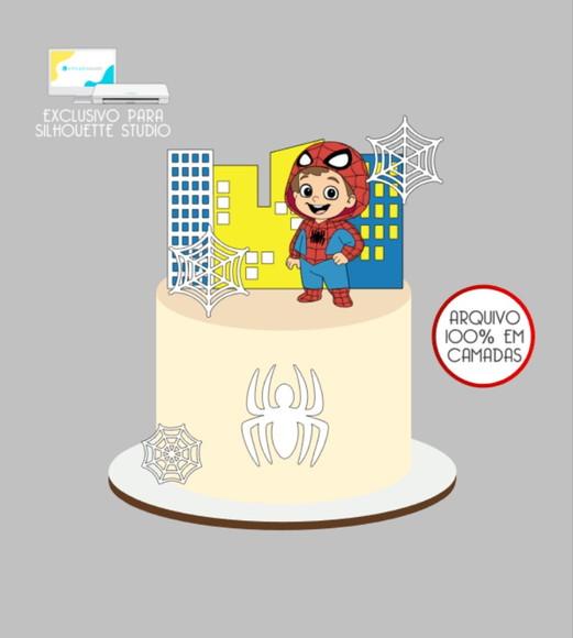 2728 - Arquivo Topo de Bolo Homem Aranha Menino Baby
