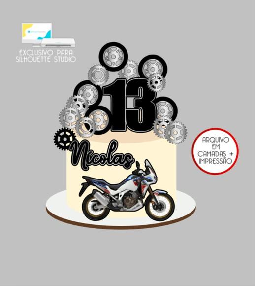 2739 - Arquivo Topo de Bolo Moto Africa Twin