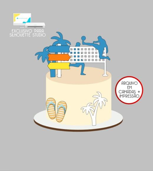 2736 - Arquivo Topo de Bolo Futevôlei Praia