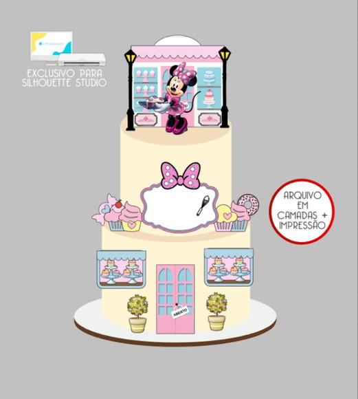 2751 - Arquivo Topo de Bolo Minnie Confeiteira