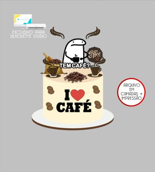 2766 - Arquivo Topo de Bolo Bento Flork Tem Café