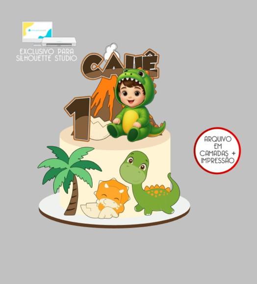 2759 - Arquivo Topo de Bolo Dinossauro Menino Baby