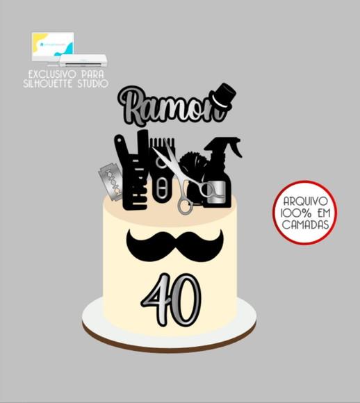 2781 - Arquivo Topo de Bolo Barbeiro Barbearia