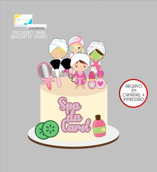 2794 - Arquivo Topo de Bolo Spa Banho Menina