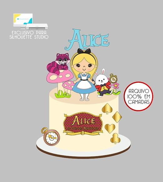 28 - Arquivo Topo de Bolo Alice no País das Maravilhas