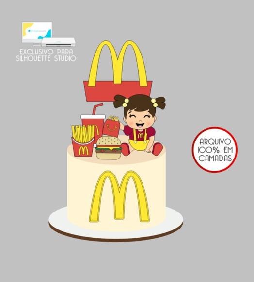 2821 - Arquivo Topo de Bolo Mc Donalds Menina